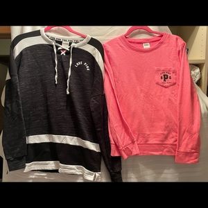 2 PINK crewneck sweatshirts, XS